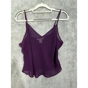 VTG New York & Co Cami Large Purple Sheer Chiffon Whimsygoth Office Siren Indie